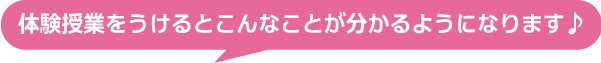 体験授業をうけるとこんなことが分かるようになります♪ 体験授業をうけるとこんなことが分かるようになります♪