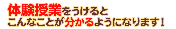 体験授業を受けるとこんなことが分かるようになります